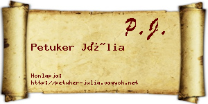 Petuker Júlia névjegykártya